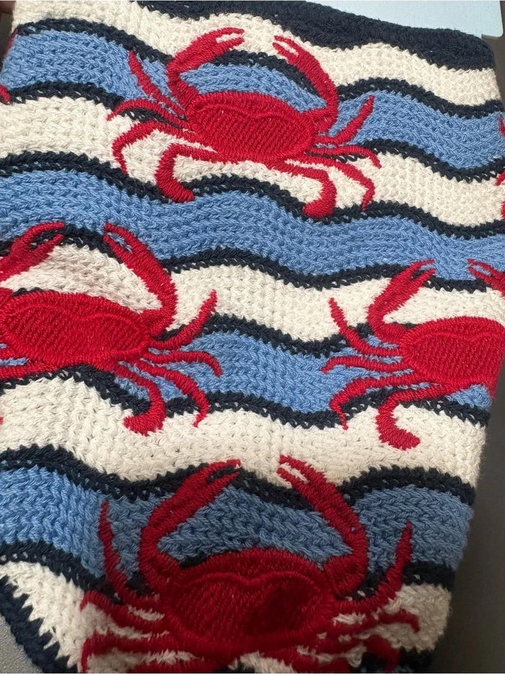 PIPER K Blue & Cream Crab Knit Bandana Hair